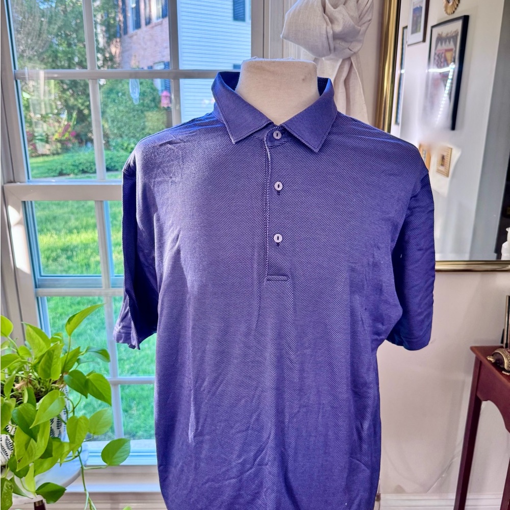 Peter Millar XXL Purple Mini-Check Polo - 100% Cotton - Made in Korea